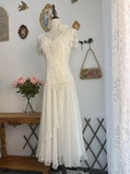 Vintage Wedding Dress V-neck Lace Pleated Tulle Wedding Dress HZ0319