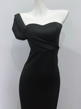Minimalist Prom Dress Black Asymmetrical Neck Mermaid Evening Dress Gala Dress HZ0319