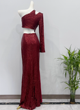 Gorgeous Prom Dress Asymmetrical Neck Sequins Cocktail Dress Birthday Party Dress HZ0319