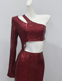 Gorgeous Prom Dress Asymmetrical Neck Sequins Cocktail Dress Birthday Party Dress HZ0319