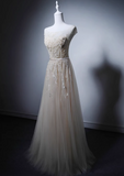 New Arrival Prom Dress A Line Crew Neck Tulle Evening Gown Prom Dress HZ0319