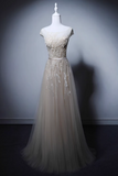 New Arrival Prom Dress A Line Crew Neck Tulle Evening Gown Prom Dress HZ0319