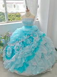 Popular Prom Dress Strapless Tiered Ruffle Ball Gown Quinceanera Dress HZ0319