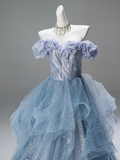 Popular Prom Dress Off Shoulder Pleated Tulle Ball Gown Sweet 16 Dress Evening Dress HZ0319