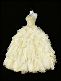 Shiny Prom Dress Strapless Tulle Tiered Ball Gown Quinceanera Dress Evening Dress HZ0319