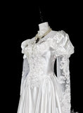 Retro Wedding Dress High Collar Lace Pleated Wedding Dress HZ0319
