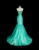 Pretty Prom Dress Strapless Tulle Pleated Mermaid Evening Dress Gala Dress Cocktail Dress HZ0319