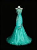 Pretty Prom Dress Strapless Tulle Pleated Mermaid Evening Dress Gala Dress Cocktail Dress HZ0319