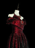 Shiny Prom Dress A Line Off Shoulder Pleated Tulle Evening Dress Gala Dress HZ0319