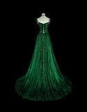 Stunning Prom Dress Dark Green Spaghetti Straps Pleated Evening Dress Gala Dress HZ0319