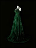 Stunning Prom Dress Dark Green Spaghetti Straps Pleated Evening Dress Gala Dress HZ0319