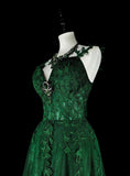 Stunning Prom Dress Dark Green Spaghetti Straps Pleated Evening Dress Gala Dress HZ0319