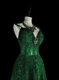 Stunning Prom Dress Dark Green Spaghetti Straps Pleated Evening Dress Gala Dress HZ0319