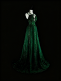 Stunning Prom Dress Dark Green Spaghetti Straps Pleated Evening Dress Gala Dress HZ0319