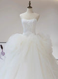 Beauty Wedding Dress Strapless Tulle Pleated Wedding Dress HZ0319