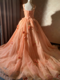 Beauty Prom Dress Square Neck Pleated Flower Ball Gown Evening Dress Sweet 16 Dress HZ0319