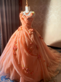 Beauty Prom Dress Square Neck Pleated Flower Ball Gown Evening Dress Sweet 16 Dress HZ0319