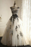 Elegant Prom Dress Crew Neck Pleated Tulle Evening Dress Gala Dress Ball Gown HZ0319