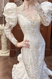 Retro Wedding Dress Sweetheart Pleated Tiered Mermaid Wedding Dress HZ0319