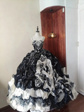 Gorgeous Prom Dress Spaghetti Straps Ruffle Tiered Ball Gown Evening Dress Sweet 16 Dress Birthday Party Outfits HZ0319