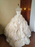 Elegant Prom Dress Strapless Tulle Flower Ball Gown Evening Dress Quinceanera Dress Birthday Party Outfits HZ0319