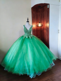 New Design Prom Dress V-neck Backless Pleated Tulle Ball Gown Birthday Party Outfits Evening Dress Sweet 16 Dress HZ0319