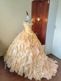 Cute Prom Dress Strapless Pleated Ruffle Ball Gown Birthday Party Outfits Evening Dress Sweet 16 Dress HZ0319