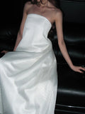 Minimalist Prom Dress White Strapless Evening Dress Gala Dress HZ0319