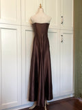 Minimalist Prom Dress Brown Strapless Pleated Gala Dress Evening Dress Formal Dress HZ0319