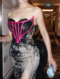Chic Prom Dress Strapless Lace Mermaid Evening Dress Gala Dress Formal Dress HZ0319