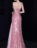 Shiny Prom Dress Strapless Pleated Gala Dress Evening Dress Formal Dress HZ0319