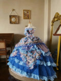 Newest Prom Dress Strapless Pleated Tiered Evening Dress Quinceanera Dress Ball Gown HZ0319
