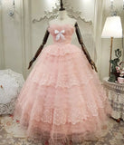 Beauty Prom Dress Strapless Pleated Tulle Evening Dress Quinceanera Dress Ball Gown HZ0319