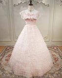 Cute Prom Dress Crew Neck Tiered Evening Dress Quinceanera Dress Ball Gown HZ0319