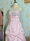 Stunning Prom Dress Light Pink Strapless Pleated Gala Dress Evening Dress Cocktail Dress HZ0319