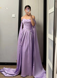 Elegant Prom Dress Purple Off Shoulder Pleated Gala Dress Evening Dress Cocktail Dress HZ0319