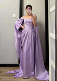 Elegant Prom Dress Purple Off Shoulder Pleated Gala Dress Evening Dress Cocktail Dress HZ0319