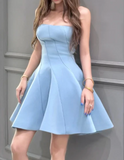 Minimalist Homecoming Dress Strapless Short Prom Dress Birthday Party Outfits Cocktail Dress HZ0319