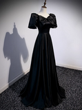 Elegant Prom Dress Black V-neck Pleated Gala Dress Evening Dress Formal Dress HZ0319