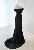 Minimalist Prom Dress Black Off Shoulder Pleated Gala Dress Evening Dress Formal Dress HZ0319