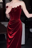 Elegant Prom Dress Strapless Pleated Gala Dress Evening Dress Formal Dress HZ0319