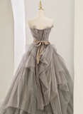 New Arrival Prom Dress Asymmetrical Neck Pleated Tulle Gala Dress Evening Dress Formal Dress HZ0319