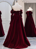 Elegant Prom Dress Velvet Off Shoulder Pleated Gala Dress Evening Dress Formal Dress HZ0319