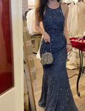 Stunning Prom Dress Crew Neck Backless Mermaid Birthday Party Dress Cockatail Dress Evening Dress HZ0319