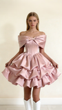 New Arrival Homecoming Dress Off Shoulder Pleated Short Prom Dress Birthday Party Outfits HZ0319