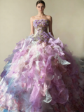 New Arrival Prom Dress Strapless Pleated Ruffle Ball Gown Evening Dress Quinceanera Dress HZ0319
