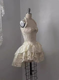 Vintage Beige Sweetheart Applique A-Line Elegant Tiered Homecoming Dress Party Dress Prom Dresses HZ0319