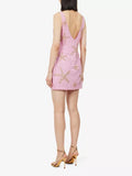 Retro Pink Sparkling Sequin V-neck Bodycon Homecoming Dress Party Dress HZ0319
