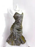 Vintage Green Spaghetti Strap Ruffled Hem Hem Short 16th Birthday Party Dress Homecoming Dress HZ0319