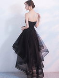 Vintage Black Strapless Ruffled Hem Design A-line Tulle Party Dress Homecoming Dress HZ0319